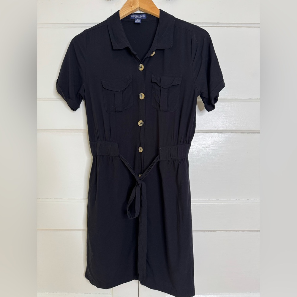 ❤️ Classic Button-Up Collared Short Sleeve Shirt Dress - Picture 2 of 9